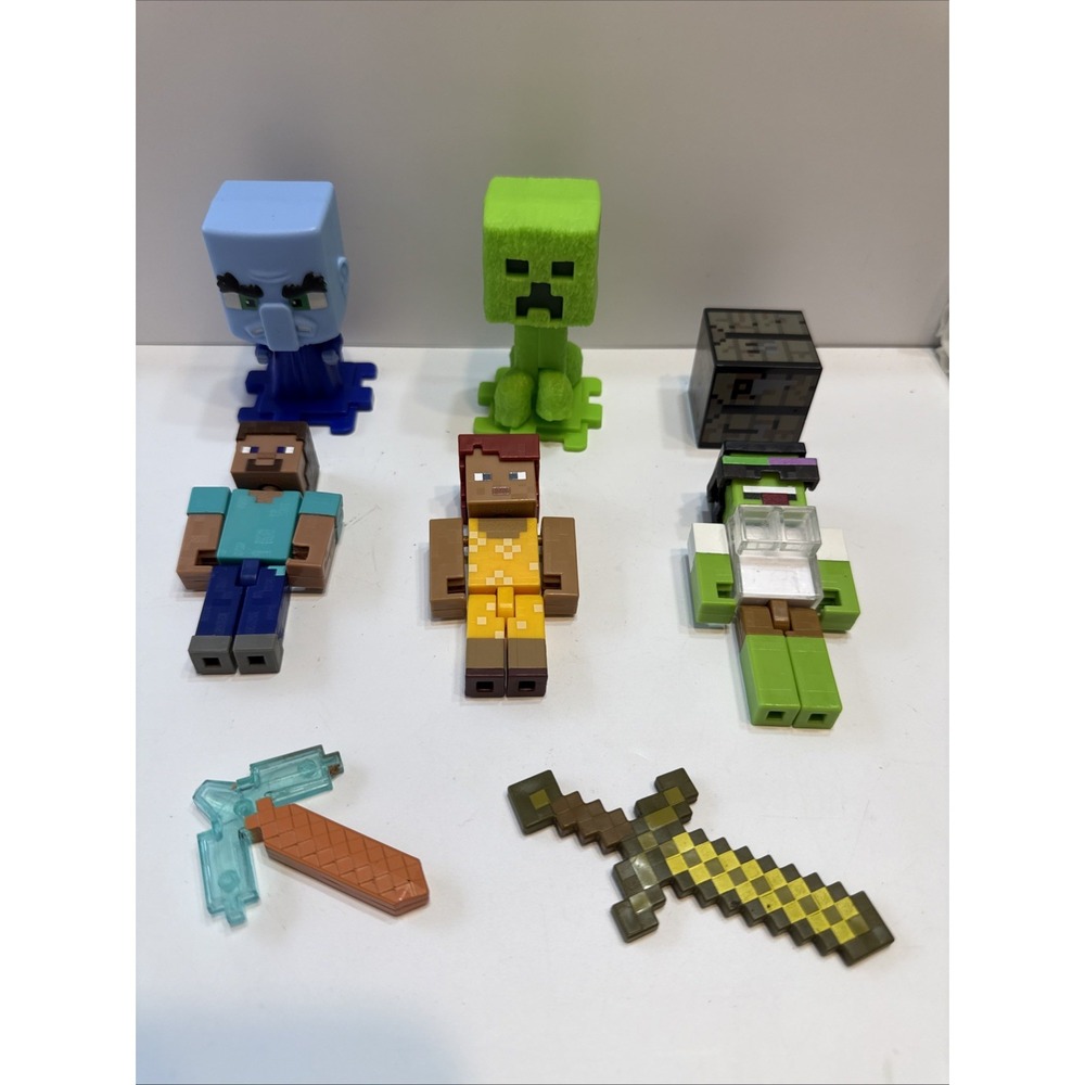 Minecraft Figures Lot of 8 McDonalds Collectable Weapons Figures